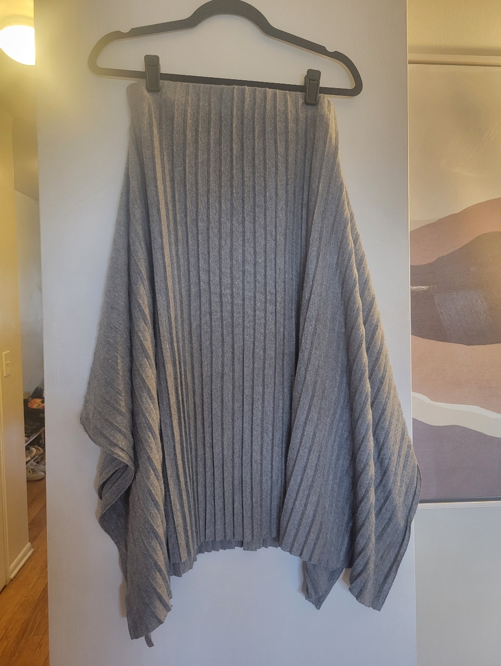 Zara Gray Asymmetrical Pleated Skirt